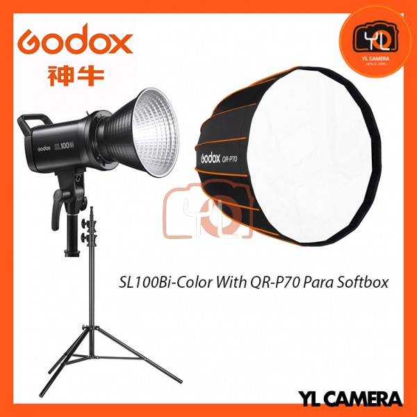Godox SL100Bi Bi-Color LED With QR-P70 Parabolic Softbox + 280CM Light Stand (1 Light Kit)