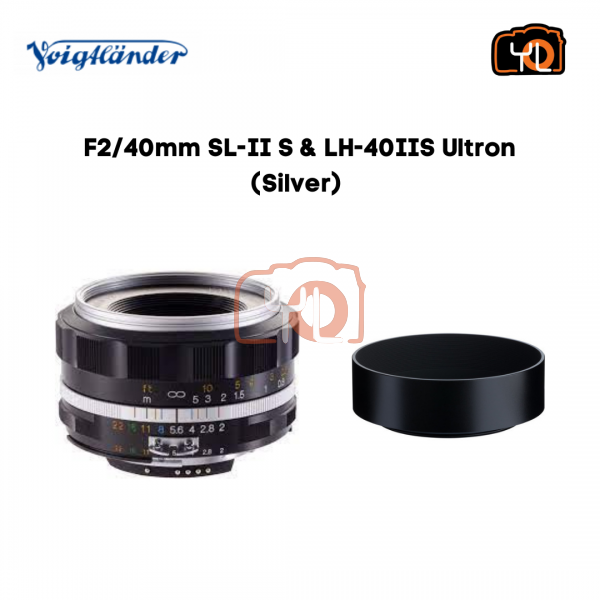 Voigtlander 40mm F2 Ultron SL II S Aspherical Lens & LH-40IIS - Silver (For Nikon F)