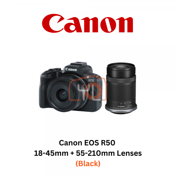 Canon EOS R50 with 18-45mm + 55-210mm Lens (Black)