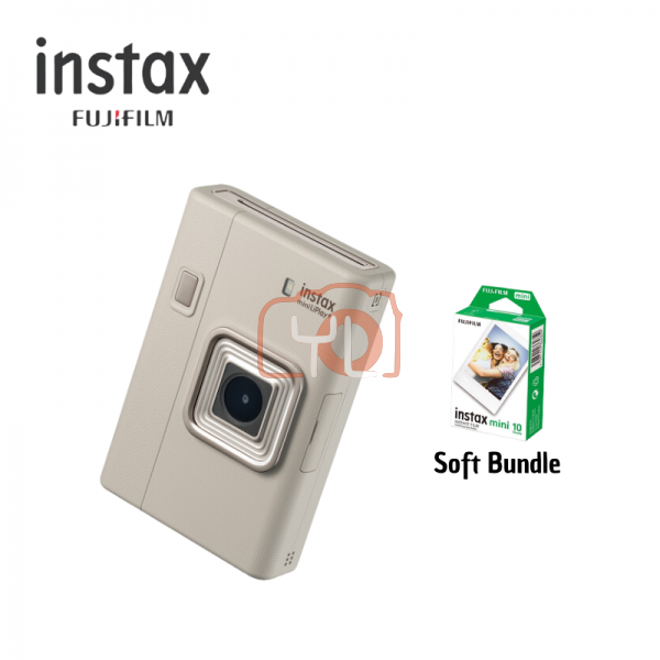 FUJIFILM INSTAX MINI LiPlay+ Hybrid Instant Camera (Sand Beige) - Soft Bundle