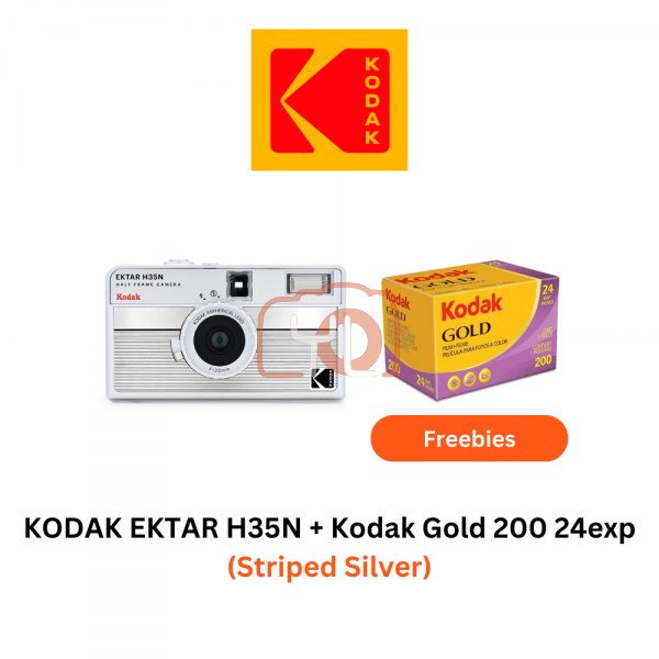 Kodak Ektar H35N Half Frame 35mm Film Camera (Striped Silver)