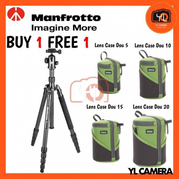 (BUY 1 FREE 1) Manfrotto MKELEB5CF-BH Element Carbon Fiber Big Traveler Tripod (Black) FREE Think Tank Lens Case Dou (Choose Either One Size)
