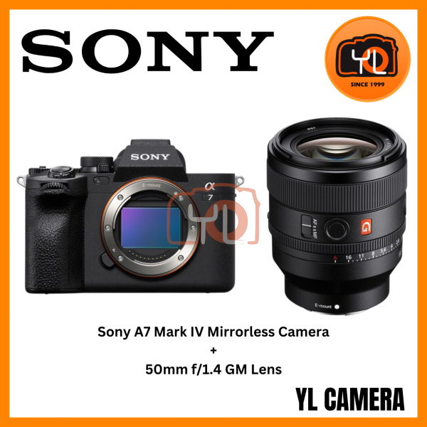 Sony a7 IV Mirrorless Camera (Body)+Sony FE 50mm f/1.4 GM Lens (Sony E) (Free Sony 64GB 277/150MB SD Card & Extra Battery NP-FZ100 & Tng RM200 Online Redemption)