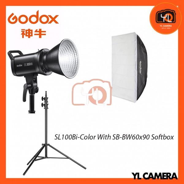 Godox SL100Bi Bi-Color LED With SB-BW60x90 Softbox + 280CM Light Stand (1 Light Kit)