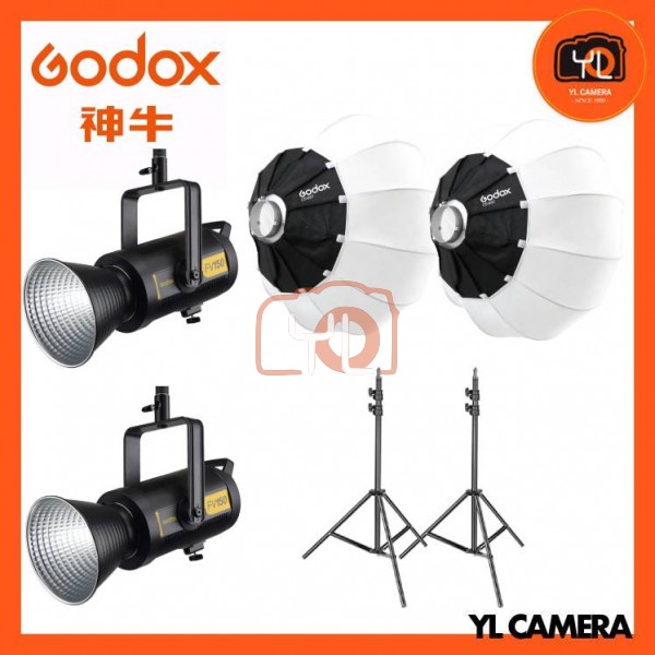 Godox FV150 High Speed Sync Flash LED Light With CS-85D Collapsible Lantern Softbox + 280CM Light Stand (2 Light Dou Kit)