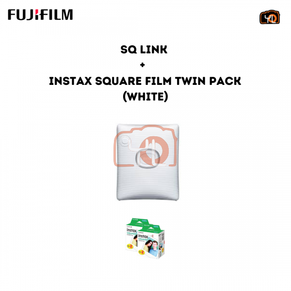 FUJIFILM INSTAX SQUARE LINK Smartphone Printer (Ash White) + Fujifilm Instax Square Twin Pack