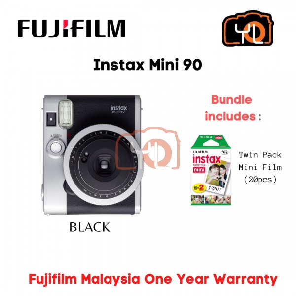 FUJIFILM INSTAX Mini 90 Neo Classic Instant Camera (Black) + Twin Pack