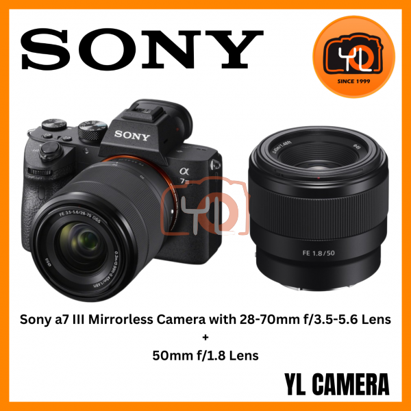 Sony a7 III Mirrorless Camera with 28-70mm f/3.5-5.6 Lens + Sony FE 50mm f/1.8 Lens (Free Sandisk 64GB Extreme Pro SD Card & Extra Battery & RM200 Touch N Go Voucher Online Redemption)