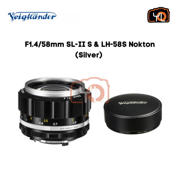 Voigtlander 58mm F1.4 Nokton SL II S Lens & LH-58S - Silver (For Nikon F)