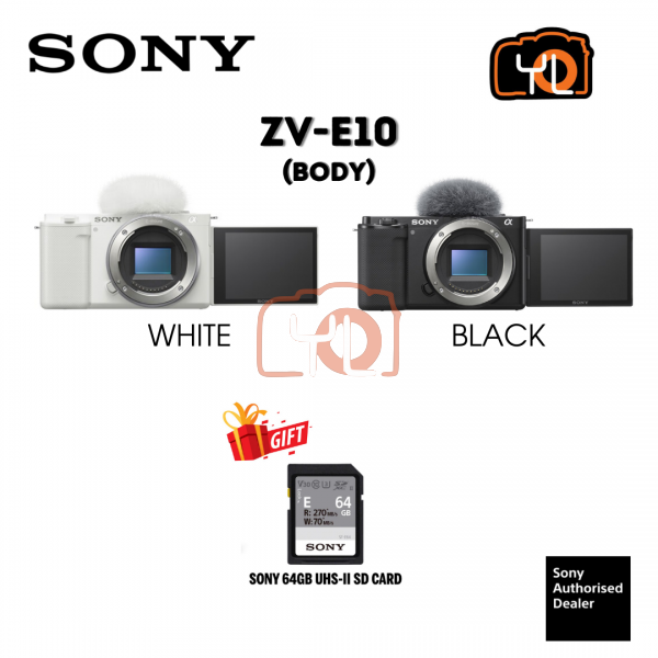 Sony ZV-E10 Mirrorless Camera (Body Only, White) ( Free Sandisk 64GB Extreme Pro SD Card )