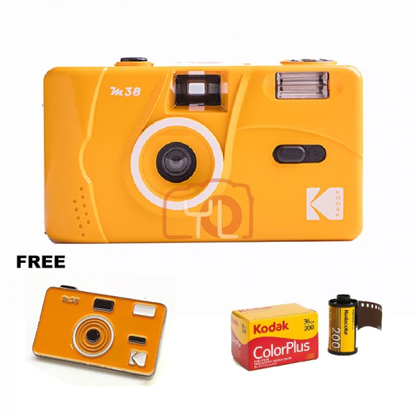 Kodak M38 Film Camera - Yellow W/ Pin Tag (Free Kodak ColorPlus 200 36 exp)