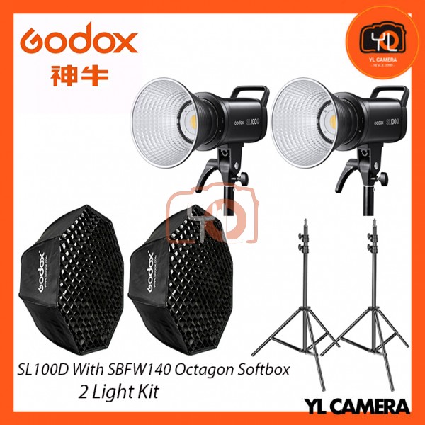 Godox SL100D Daylight With SB-FW140cm Octagon Soft Softbox + 280CM Light Stand (2 Light Duo Kit)