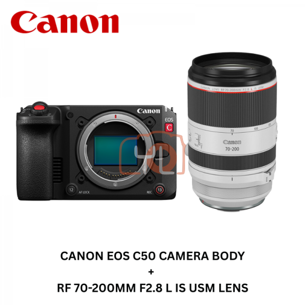 Canon C50 Full-Frame Cinema Camera + RF 70-200mm F2.8 L IS USM Lens (Free Extra Battery LP-E6P)