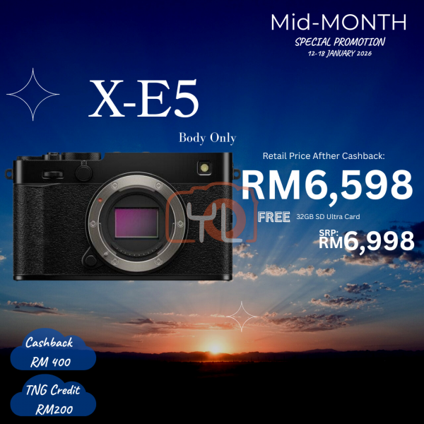 FUJIFILM X-E5 Mirrorless Camera Body - Black {Free Sandisk 32GB 120MB Ultra SDHC Card}