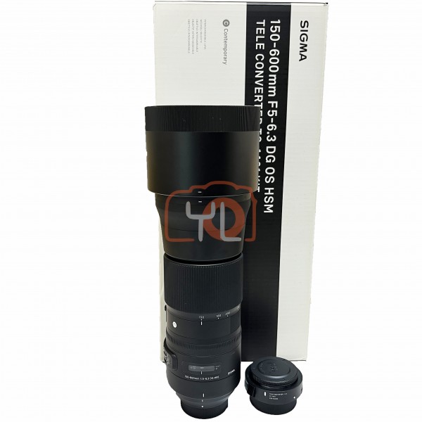 [USED-PJ33] Sigma 150-600mm F5-6.3 DG OS Contemporary (Nikon F) + 1.4x TC1401 Teleconverter ,95% Like New Condition (S/N:51604654)
