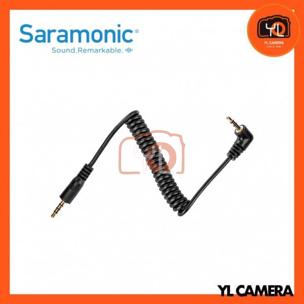 Saramonic SR-PMC2 3.5mm Right-Angle TRS to 3.5mm TRRS Coiled Adapter Cable for Smartphones