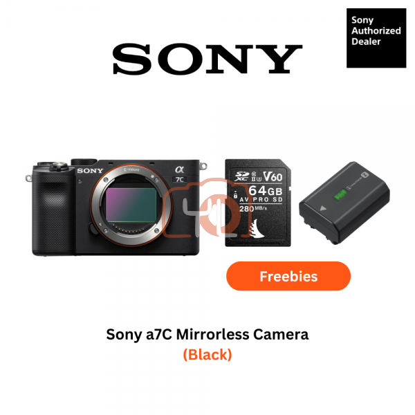 Sony a7C Mirrorless Camera (Body Only) - Free Angelbird 64GB 280/160mb V60 AV PRO SD Card and Extra Battery Only