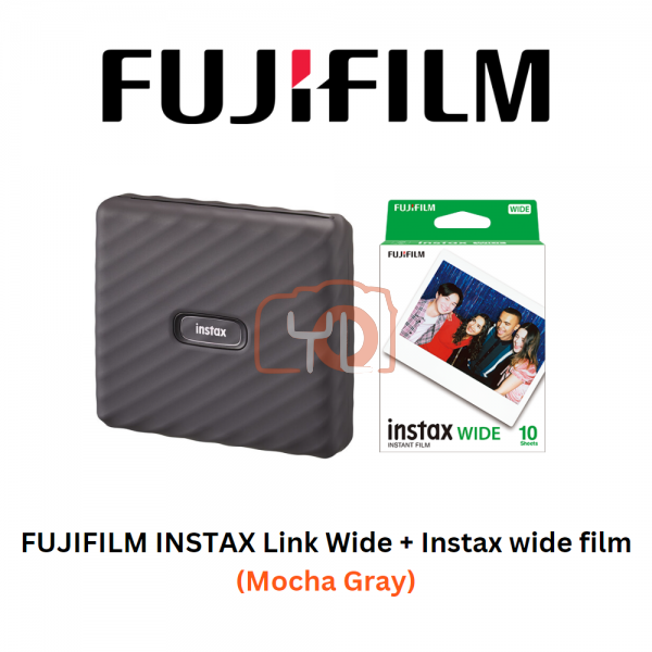 FUJIFILM INSTAX Link Wide Smartphone Printer + Film (Mocha Gray)