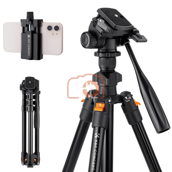 K&F Concept K234A0 4-Section Lightweight Aluminum Tripod with Video Head for Photograph and Live Streaming