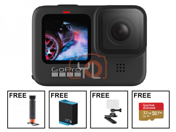 GoPro HERO9 Black (Free Handler + Extra Battery + Swivel Clip + 32GB microSD Card)