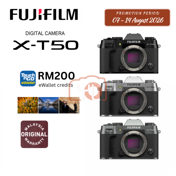 FUJIFILM X-T50 Camera Body (Charcoal Silver) - {Redeem Online TNG Wallet RM 200}