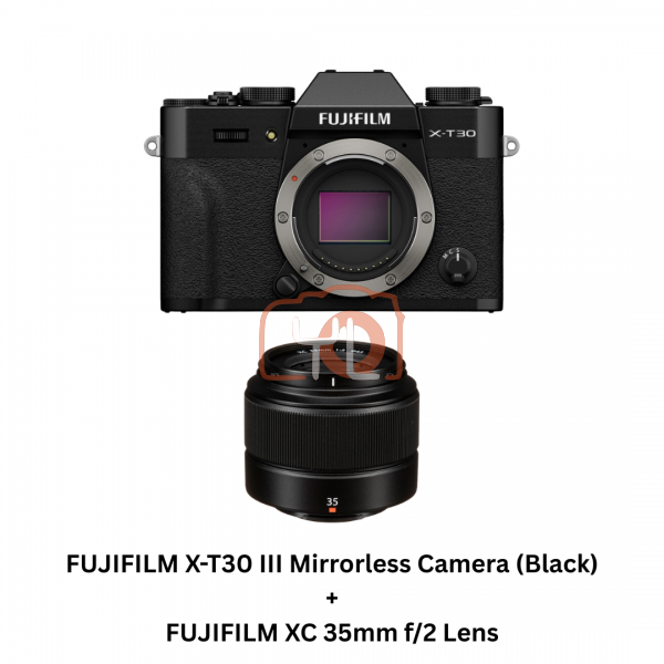 FUJIFILM X-T30 III Mirrorless Camera (Black) + FUJIFILM XC 35mm f/2 Lens