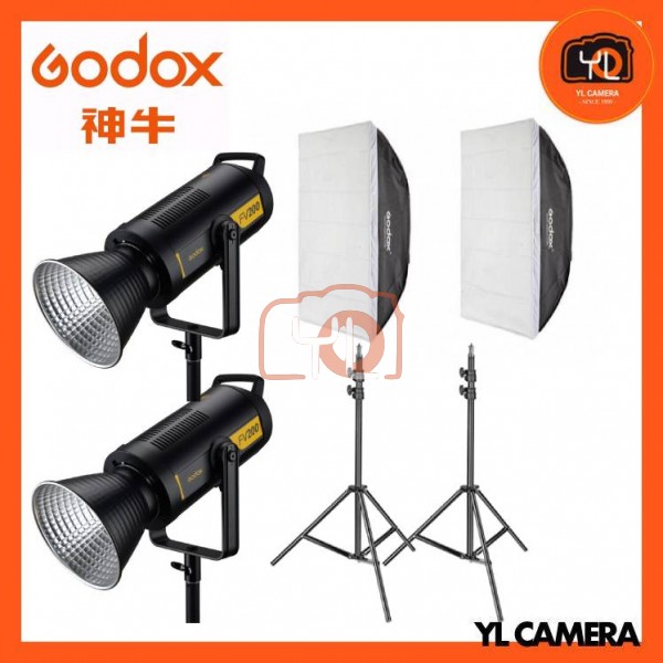 Godox FV200 High Speed Sync Flash LED Light With SB-BW60x60 Softbox + 280CM Light Stand (2 Light Dou Kit)