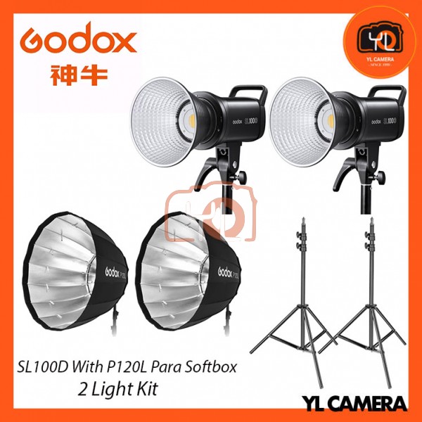 Godox SL100D Daylight With P120L Parabolic Softbox + 280CM Light Stand (2 Light Duo Kit)