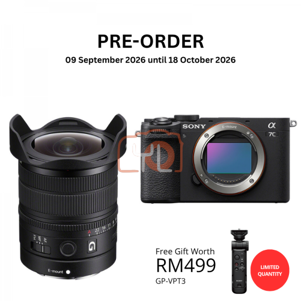 [PRE-ORDER] Sony FE 8-14mm f3.5 Fisheye G Lens PWP with Sony a7C II Mirrorless Camera Body (Black) - Free Sony GP-VPT3 Wireless Shooting Grip with Detachable Remote