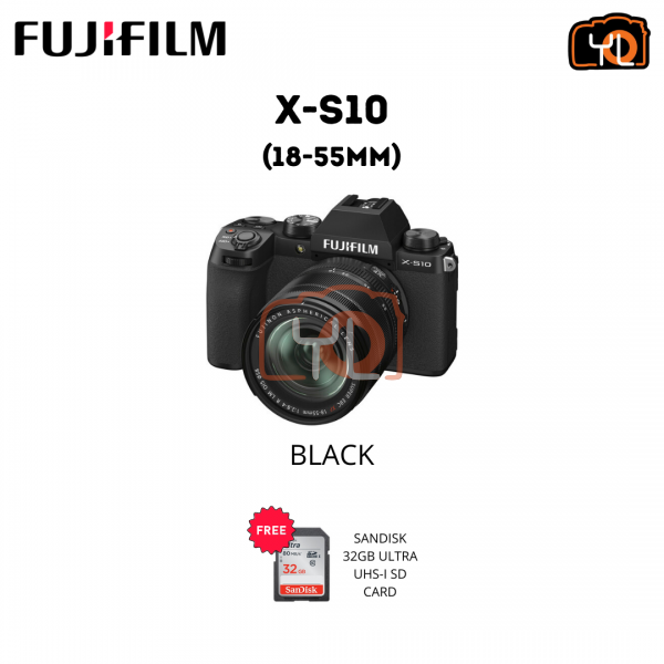Fujifilm X-S10 W/ 18-55mm - Black (Free 32GB SD Card)