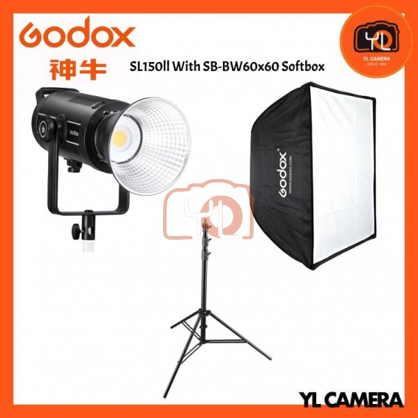 Godox SL150II LED Video Light With SB-BW60x60 Softbox + 280CM Light Stand (1 Light Kit)