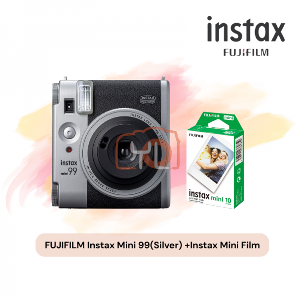 FUJIFILM instax mini 99 Instant Film Camera (Silver) - Soft Bundle