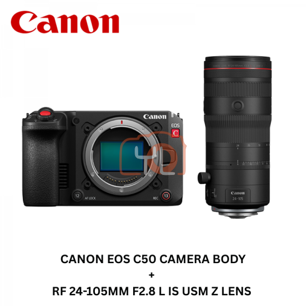 Canon EOS C50 Full-Frame Cinema Camera + 24-105mm f/2.8 L IS USM Z Lens (Free Extra Battery LP-E6P)