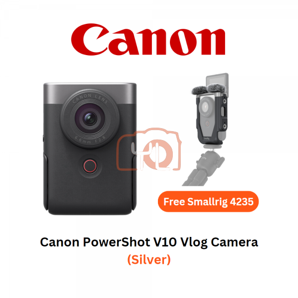 Canon PowerShot V10 Vlog Camera (Silver) - Free Smallrig Cage 4235