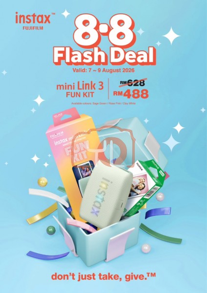 FUJIFILM INSTAX MINI LINK 3 Fun Kit (With 20pcs mini film) - Clay White
