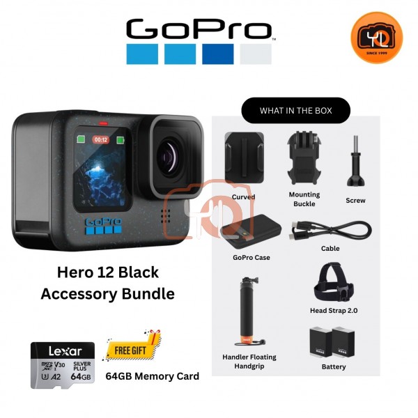 GoPro HERO12 Black - Accessory Bundle (Free 64GB Card)