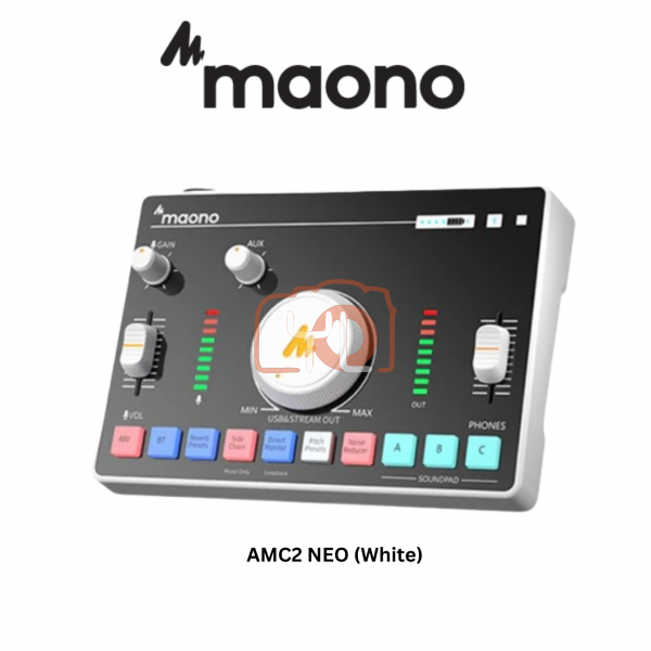 Maonocaster AMC2 NEO One-Stop Streaming Audio Mixer & Sound Card (White)