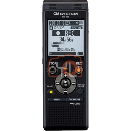 Olympus OM SYSTEM WS-883 Digital Voice Recorder with USB-A Battery Charging (Black)
