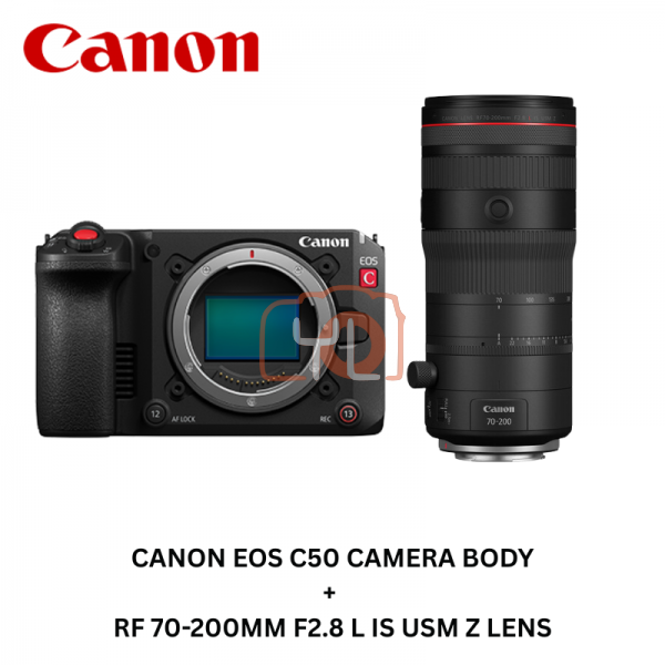 Canon C50 Full-Frame Camera + RF 70-200mm f2.8 L IS USM Z Lens (Free Extra Battery LP-E6P)