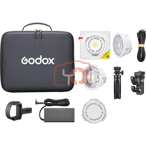 Godox ML100Bi-K1 Bi-Color Portable LED Light (36° Lens & Power Bank Holder Kit)