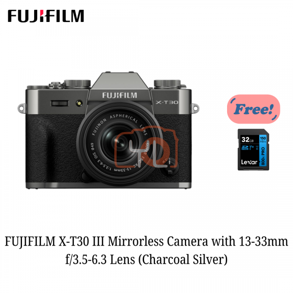 FUJIFILM X-T30 III Mirrorless Camera with 13-33mm f/3.5-6.3 Lens (Charcoal Silver)- [FREE 32 GB SD Card]