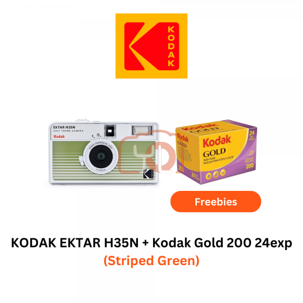 Kodak Ektar H35N Half Frame 35mm Film Camera (Striped Green)