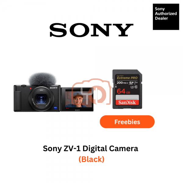 Sony ZV-1 Digital Camera (Black) - Free Sandisk 64GB Extreme Pro SD Card
