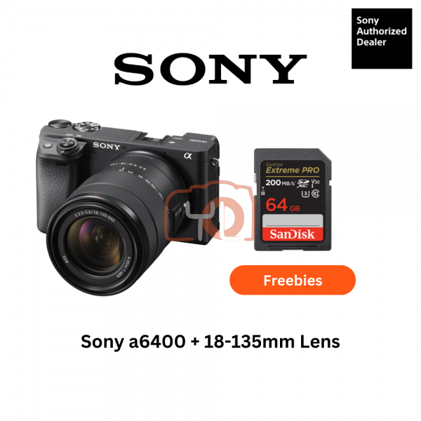 Sony a6400 + 18-135mm Lens(Black) - Free Sandisk 64GB Extreme Pro SD Card