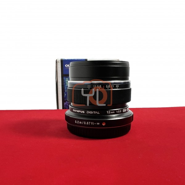 [USED-PJ33] Olympus 12MM F2 M.Zuiko Digital (Black), 90% Like New Condition (S/N:ABU203087)