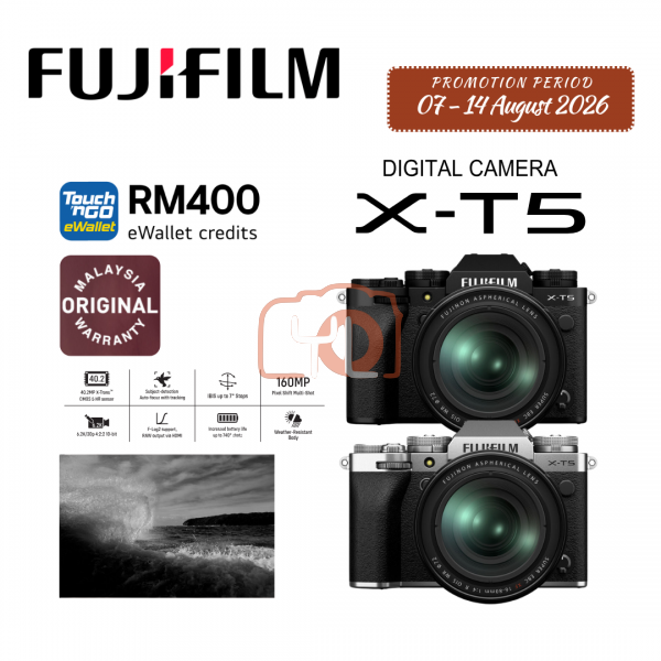FUJIFILM X-T5 Camera Kit XF 16-50mm F2.8-4.8 Lens (Silver) - {07 - 14 August 2026 PROMO}