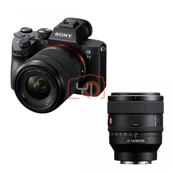 Sony a7 III Mirrorless Camera with 28-70mm f3.5-5.6 II Lens + Sony FE 50mm f1.4 GM Lens (Sony E) (Free Homan 64GB 180/150MB V30 SD Card & Extra Battery & RM200 Touch N Go Voucher Online Redem