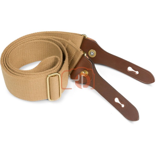 Billingham H1 Shoulder Sling/Strap (Khaki Webbing / Chocolate Leather Attachments)