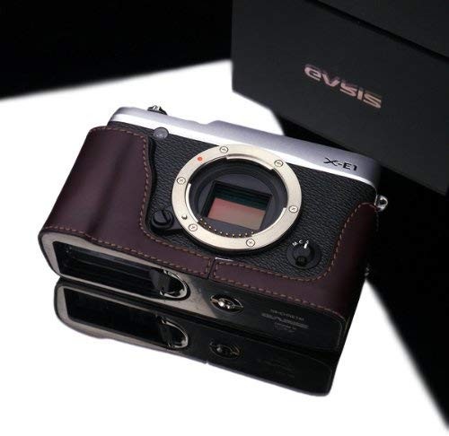 Gariz Genuine Leather XS-CHXE1BR Camera Metal Half Case for Fujifilm XE1 X-E1, Brown
