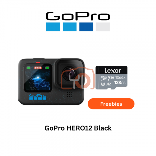 GoPro HERO12 Black (Free Lexar 128GB 160MB micro SD card)